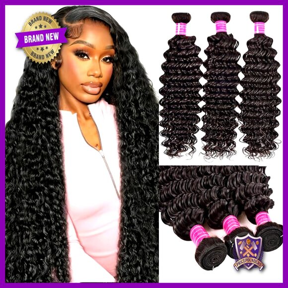 20 Inch Deep Wave Human Hair Extensions 3 Bundles Brazilian Virgin